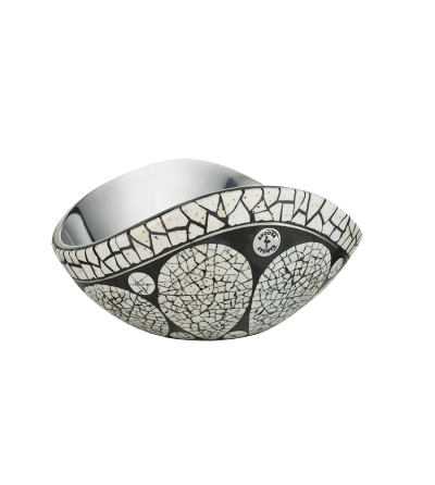 AVOOVA RAINDROP NUT BOWL , OSTRICH SHELL INLAY MOTIF
