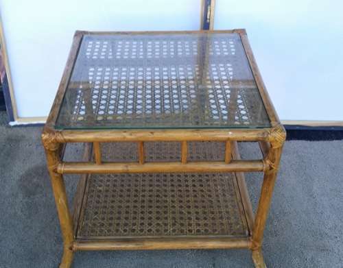 SQUARE CANE , RATTAN  COFFEE TABLE WITH A GLASS TOP from Collectique Edenvale