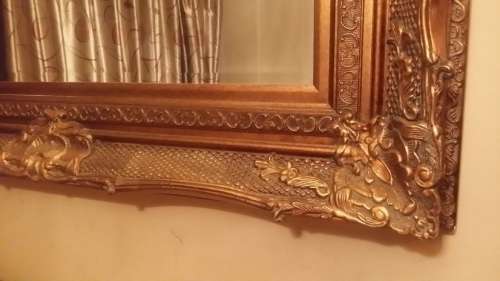 EXQUISITE LARGE ORNATE  FRAMED BEVELED   MIRROR 1 meter 25 cm X 97 cm ( COLLECTION EDENVALE JHB )