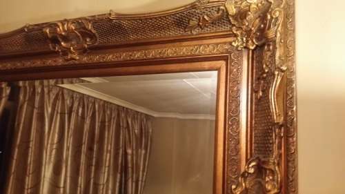 EXQUISITE LARGE ORNATE  FRAMED BEVELED   MIRROR 1 meter 25 cm X 97 cm ( COLLECTION EDENVALE JHB )