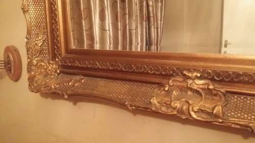 EXQUISITE LARGE ORNATE  FRAMED BEVELED   MIRROR 1 meter 25 cm X 97 cm ( COLLECTION EDENVALE JHB )