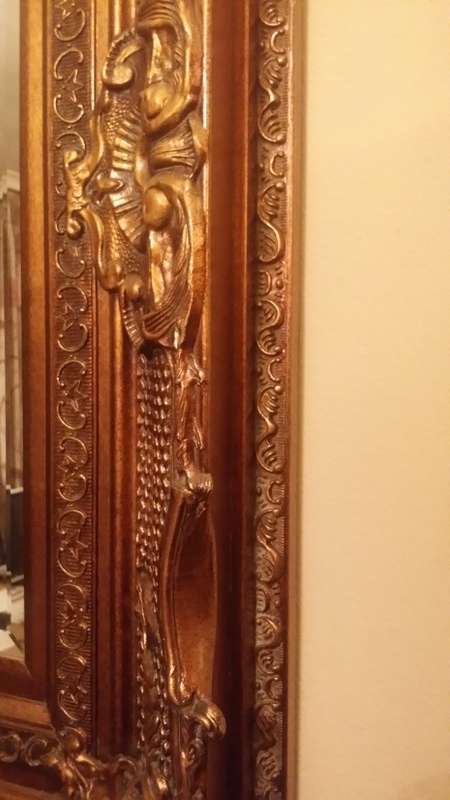 EXQUISITE LARGE ORNATE  FRAMED BEVELED   MIRROR 1 meter 25 cm X 97 cm ( COLLECTION EDENVALE JHB )