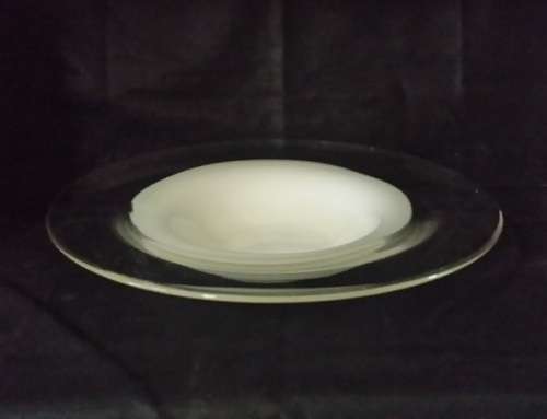 LOVELY CLEAR AND WHITE GLASS BOWL