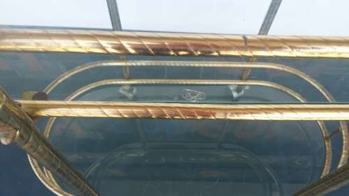 BRASS METAL AND GLASS TEA / DRINKS TROLLEY