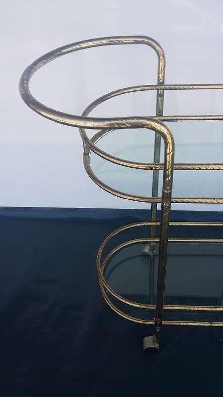 BRASS METAL AND GLASS TEA / DRINKS TROLLEY