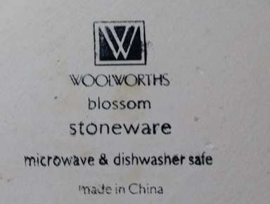 FIVE RED  WITH  WHITE  BLOSSOM   STONEWARE   PLATE / BID PER PLATE