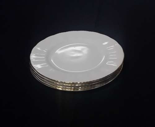 FOUR PARAGON FINE BONE CHINA ENGLAND WHITE WITH GOLD RIM  CAKE PLATES / BID PER PLATE 4