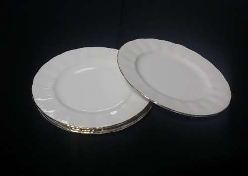 FOUR PARAGON FINE BONE CHINA ENGLAND WHITE WITH GOLD RIM  CAKE PLATES / BID PER PLATE 4