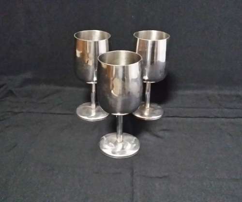 THREE METAL WINE GOBLETS / BID PER EACH
