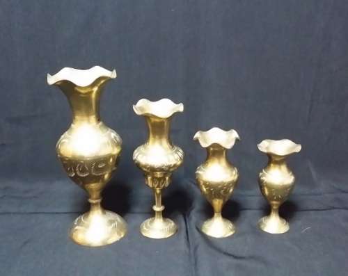 set of  FOUR VINTAGE  BRASS VASES