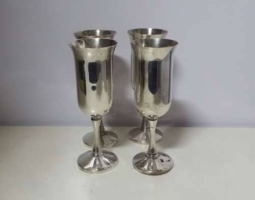 FOUR EMESS SILVER PLATED FLUTED GOBLETS / BiD PER EACH