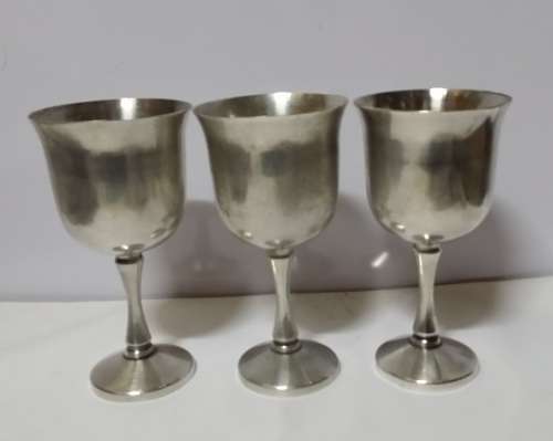 THREE EMESS  SILVER PLATE GOBLETS