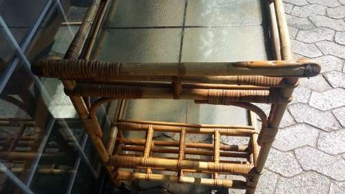A CANE DRINKS TROLLEY ON CASTOR /  WHEELS