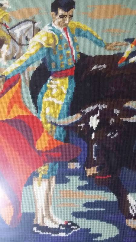 TAPESTRY OF MATADOR  IN WOODEN FRAME