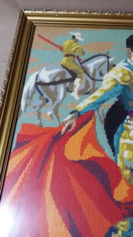 TAPESTRY OF MATADOR  IN WOODEN FRAME