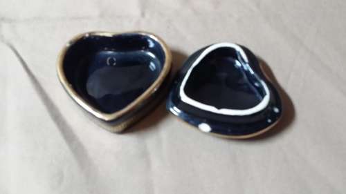 BLUE HEART SHAPE TRINKET BOX 24 K GOLD DESIGN MADE IN GREECE