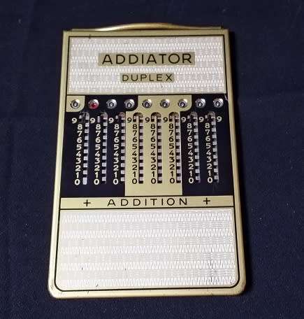 A REAR FIND ! UNUSUAL  VINTAGE DUPLEX ADDIATOR ADDITION AND SUBTRACTION CALCULATOR
