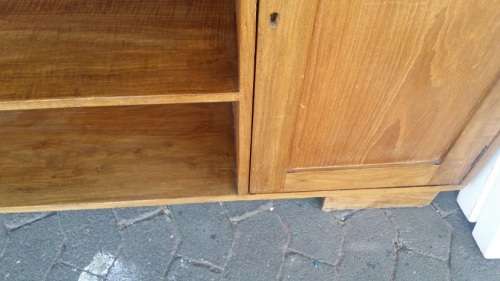 A LOVELY ART DECO  WOODEN BOOKCASE   WITH CUPBOARD  /  BUYER MUST COLLECT EDENVALE JHB