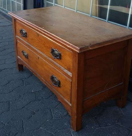ANTIQUE SOLID WOOD  2 DRAWER CHEST OF DRAWERS    /  BUYER MUST COLLECT EDENVALE JHB