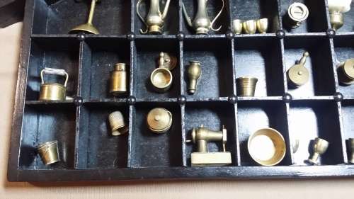 PRINTERS TRAY WITH BRASS ORNAMENTS