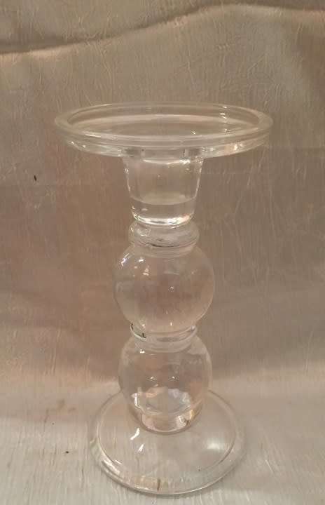 SOLID GLASS  CANDLE HOLDER 18 CM X 9 CM