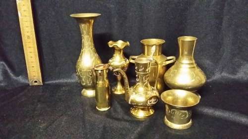SEVEN ASSORTED BRASS ORNAMENTS