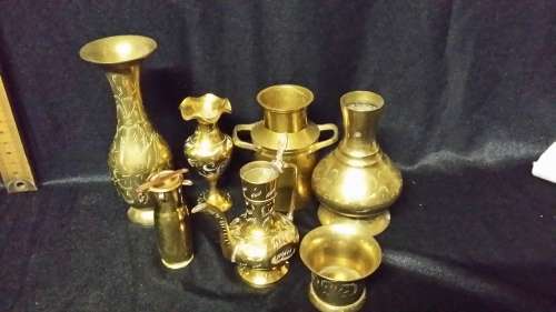 SEVEN ASSORTED BRASS ORNAMENTS