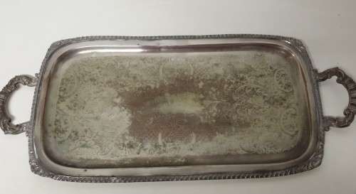 SILVER PLATED TRAY 48 CM X 27 CM  WELL USED