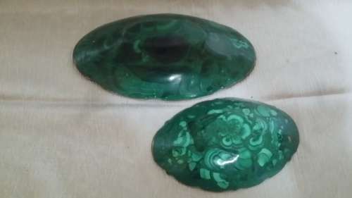 TWO MALACHITE SOAP DISHES PRICE IS FOR BOTH
