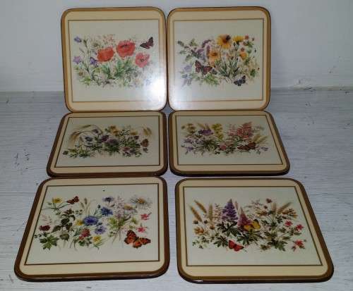 SET OF SIX PIMPERNEL ACRYLIC COASTERS