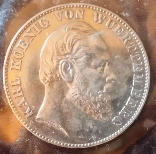 COINS : KARL KOENIG VON WUERTTEMBERG 1870 - 1871 SILVER COIN