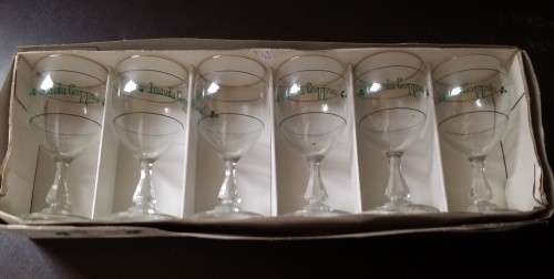 SET OF SIX IRISH COFFEE GLASSES GOLD RIM