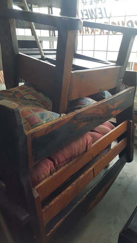 3 PIECE SLEEPER WOOD LOUNGE SUITE 3 + 2 SEATER COUCH AND CHAIR / Collection only in Edenvale