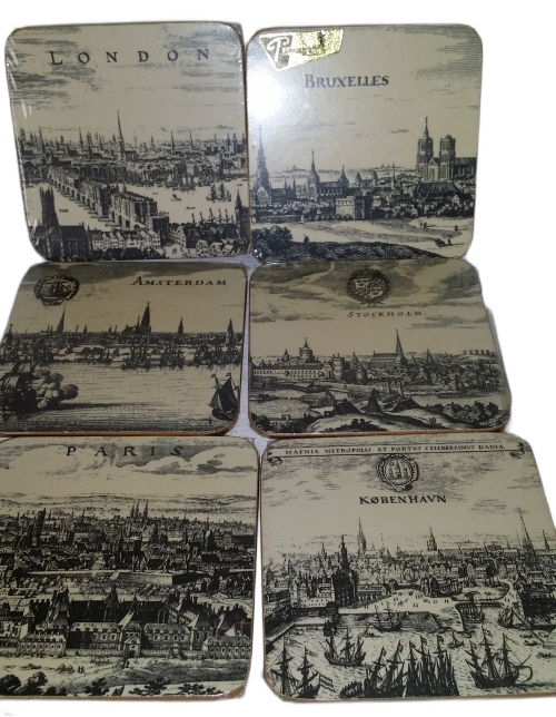 SET OF SIX PIMPERNEL ENGLAND COASTERS / WALL DECOR