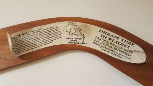 HAND MADE BY ABORIGINAL TRIBESMAN BOOMERANG