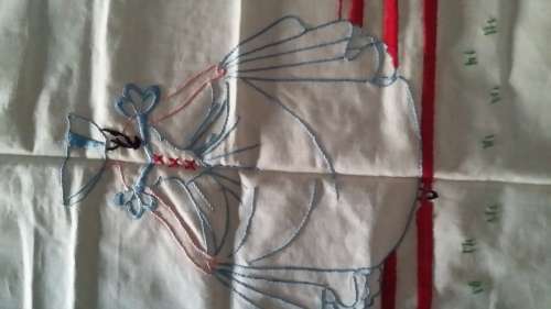 3 Piece Embroidery   Table  Cloth   40 cm  AND 17 cm
