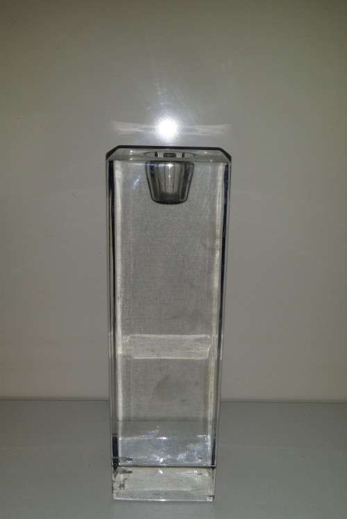 Heavy Solid Glass Candlestick Holder 18 cm x 6 cm