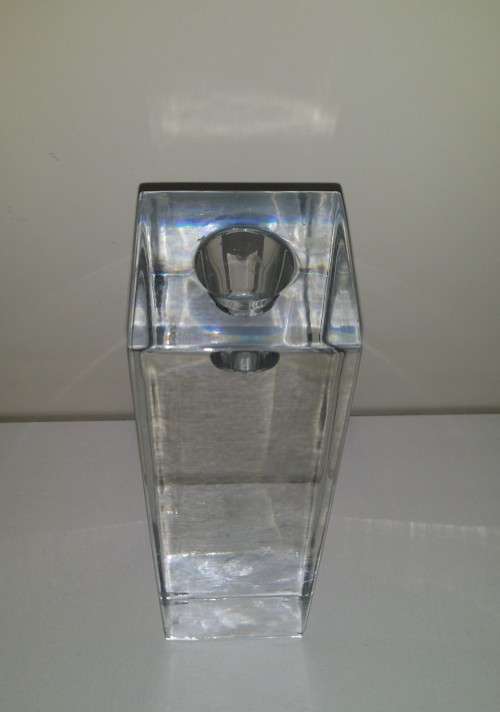 Heavy Solid Glass Candlestick Holder 18 cm x 6 cm