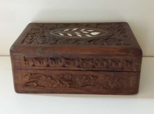 Carved Wood Jewellery / Trinket Box