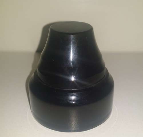Black solld glass bottle stopper  or paperweight - top 5 cm , bottom 2.8 mm