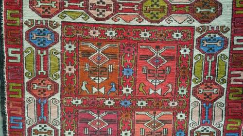 CARPET RUG : ARISOY SUMAK TURKEY SILK COTTON HANDMADE KNOTTED  RUG - 90 cm X 70 cm