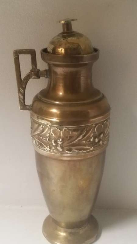 Brass lidded vase/ jug /jar 23 x 9 cm