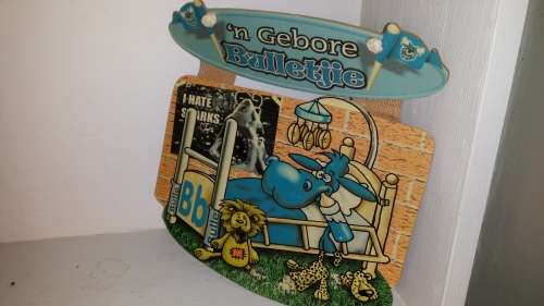 Rugby blou bul gebore bulletjie plaque 26 cm