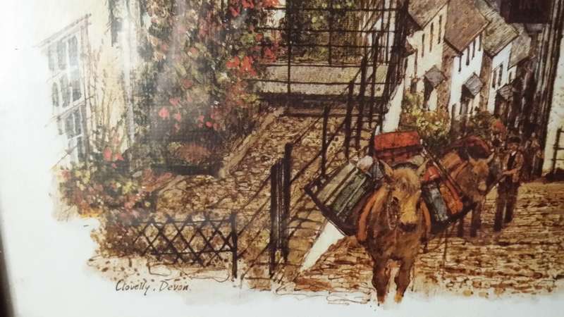 Clovelly , Devon Signed picture 22 x 27 cm