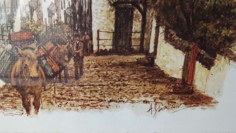 Clovelly , Devon Signed picture 22 x 27 cm