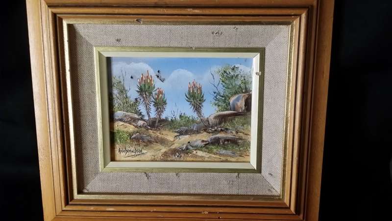 Painting - signed Anni Sanalson  14 x 10 cm - with frame 28 x 24