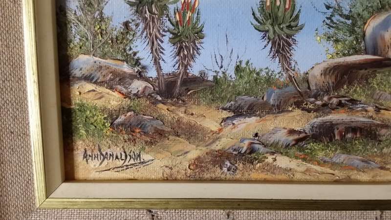 Painting - signed Anni Sanalson  14 x 10 cm - with frame 28 x 24