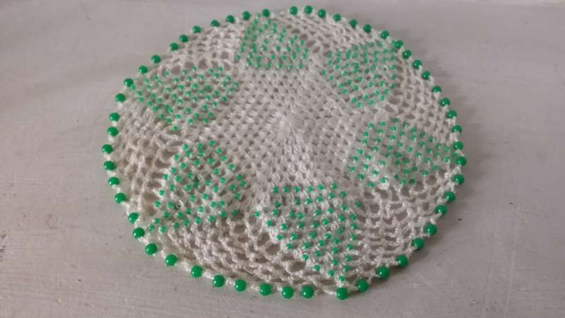 Beaded crochet Doily 21 cm