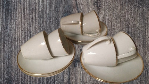 Set of  white and gold - six demitasse cups and six saucers Thomas Germany