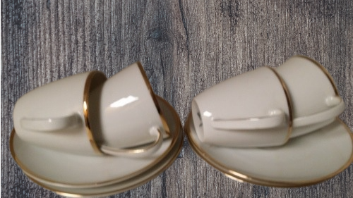 Set of  white and gold - four demitasse cups and four saucers Thomas Germany